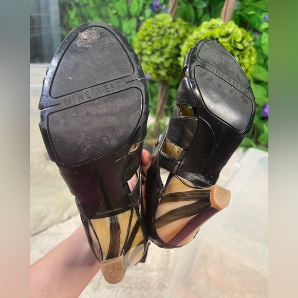 Nine West Black NWCurri Leather Healed Ankle Sandals Womens Size 5M Zip … - Picture 11 of 14